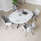 Toronto 120 - 160cm White Marble Look Extending Oval Dining Table - Pendle Village Furniture